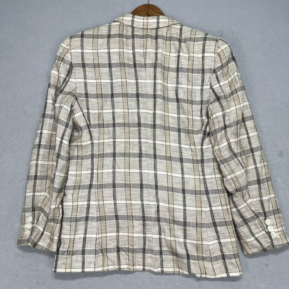 Vintage Liz Claiborne‎ Plaid Silk Blend Tweed Blazer Jacket Womens 8 One Button - Picture 2 of 13